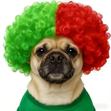 Imagem de Peruca de animal de estimação para fãs de futebol da Copa do Mundo, cabeça com bandeira nacional Crazy Cheer, acessórios ajustáveis para fantasia de cão/gato, para jogos de futebol, jogos olímpicos