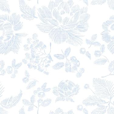Imagem de Safiyya Papel de parede floral para contato azul e branco 43,9 cm x 50 cm papel de parede moderno autoadesivo fazenda papel de parede removível para quarto banheiro rolo de vinil