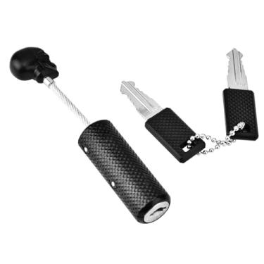 Imagem de Naroote Fechadura de Mala Segura Estilo Caveira de para Senha Alfandegária TSA Com Cabo de Aço Trançado para Mochilas e Pertences Pessoais, Liga de Zinco 3,5", Preto/prata (Preto)