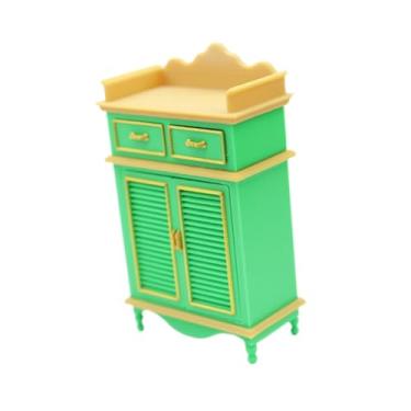 Imagem de harayaa Armário em miniatura para casa de bonecas em escala 1/12, adereços fotográficos para móveis de casa de bonecas, miniaturas de móveis pequenos, Ouro Verde