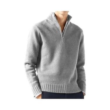 Imagem de Suéter Masculino De Gola Alta De Manga Longa Em Cor Sólida, Malha Casu