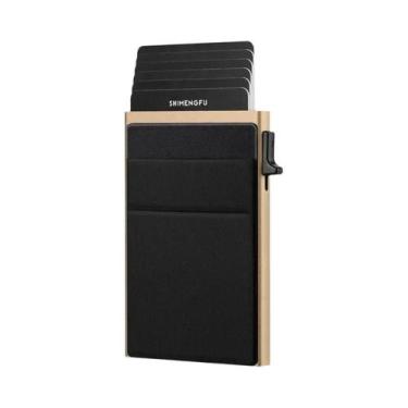 Imagem de Carteira Metálica Slim Para Homens Com Bloqueio RFID, Porta-Cartões Mi