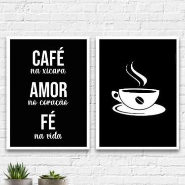 Imagem de Kit 2 Quadros Decoração Cantinho Do Café 24X18Cm