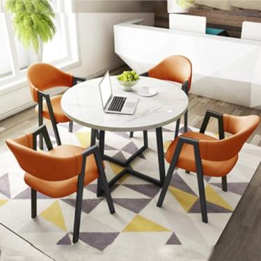 Imagem de Conjunto de mesa e cadeira de clube de recepção de escritório, mesa de negociação, mesa de centro com cadeira, pequenas mesas de conferência, conjunto de mesa de jantar para 4 (cor: 20, tamanho: 31,4