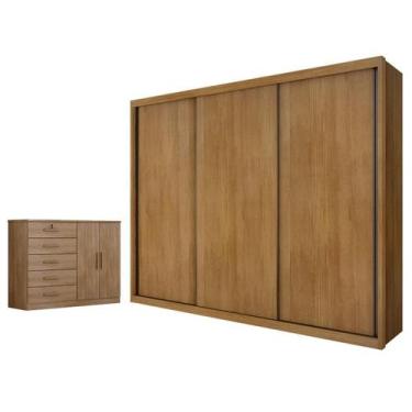 Imagem de Guarda Roupa Casal Palazzo e Cômoda Seul Cumaru 23 - Novo Horizonte