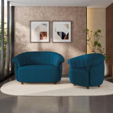 Imagem de Conjunto Sala de Estar Decorativo Latvia Sofá Namoradeira e Poltrona P