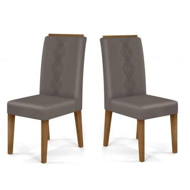 Imagem de Cadeira De Jantar Yasmin Conjunto Com 2 Cadeiras Freijó Com Veludo Lunar