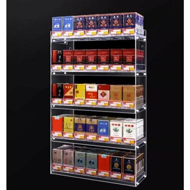 Imagem de Rack de armazenamento transparente para exibição de varejo, suporte de cigarro de parede e cremalheira de doces para supermercados e lojas de conveniência, empurrador automático de cigarros, 92 cm