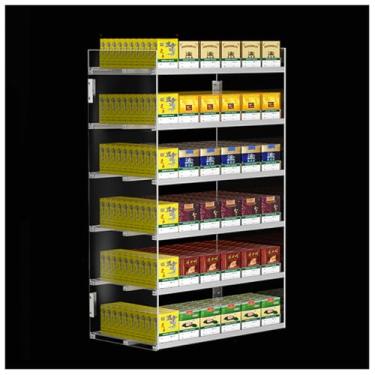 Imagem de Suporte de exibição automático de cigarro, 6 camadas e 6 colunas Suporte de armazenamento de cigarro de acrílico para loja de varejo e supermercado, ideal para negociantes de cigarros e comerciantes