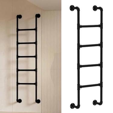 Imagem de Escada de ferro de metal resistente montada na parede para casa, sótão, porão e sótão - capacidade de 150 kg, escada de emergência de incêndio, tamanho personalizável (1,4 m/4,6 pés/139,7 cm)