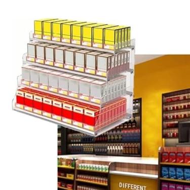 Imagem de Rack de exibição de cigarro de acrílico, organizador de empurrador automático, vitrines de varejo para armário de supermercado, 69 x 29 x 70 cm, suporte e dispensador de cigarros elegantes, durável e