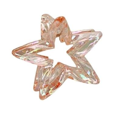 Imagem de Presilha De Cabelo Estrela Transparente Colorida Com Clipe De Tubarão 