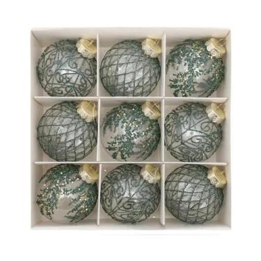 Imagem de Conjunto De Bolas De Natal Transparentes Brancas E Verdes DIY Para Dec