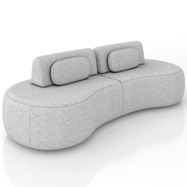 Imagem de Sofá 3 Lugares Orgânico Para Sala Living 240cm Vasti M03 Linho Cinza - Lyam Decor