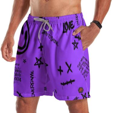 Imagem de Short Bermuda Graffiti Sad Smile Roxo-Masculino