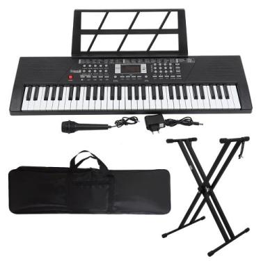 Imagem de Kit Teclado Musical 61 Teclas Estudante Iniciante Rhythmic 20 + Capa e