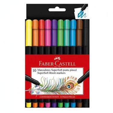 Imagem de Caneta Hidrocor Brush Ponta Pincel Faber Castell Com 10 Unds