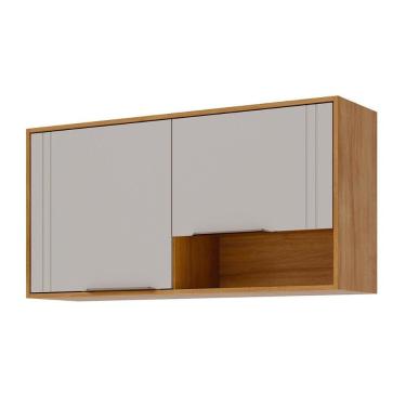 Imagem de Armário Aéreo Cozinha Áurea 120CM 2 Portas 100% MDF Bater Cinamomo Off White