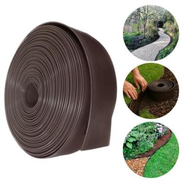 Imagem de Limitador de Grama Plástico Flexível Marrom 50m para Jardim e Paisagis