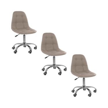 Imagem de Kit 3 Cadeiras Office Eiffel Botonê Ajustável Oficial Bege