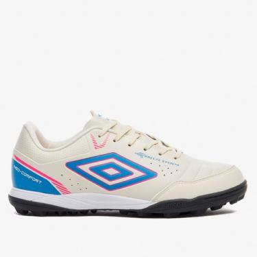 Imagem de Chuteira Society Umbro Neo-Comfort Unissex, Branco, Rosa, 41