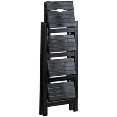 Imagem de HEHEXIQH Escada de Madeira Dobrável, Bancos de Escada Multifuncionais, Preta (Striking44)