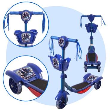 Imagem de Patinete Infantil 3 Rodas LED Som Personagem Resistente Azul - Toys 2U