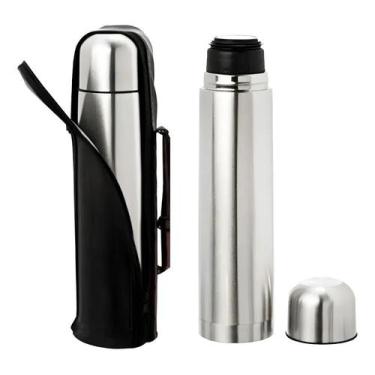 Imagem de Garrafa Térmica Inox 1 Litro Café Água Chimarrão ( C/ Capa ) - Congrat