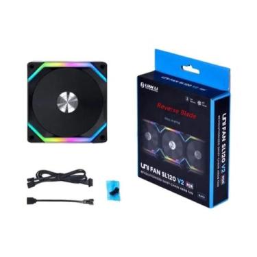 Imagem de Ventoinha De Gabinete LIAN LI UNI FAN SL V2 RGB Preta E Branca 120mm C