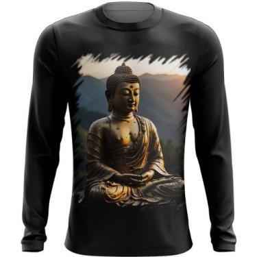 Imagem de Camiseta Manga Longa Estátua de Buda Iluminado Religião 22 - Kasubeck 