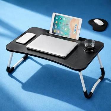 Imagem de Mesa Notebook Dobrável Home Office Sofá Porta Copo Preto - Yeet