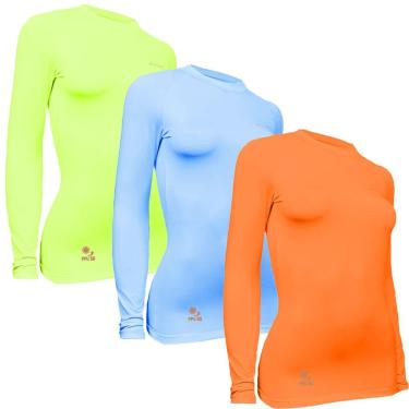 Imagem de Kit 3 Camisas Térmicas Feminino Stigli Pro Proteção Solar FPU 50 Manga Longa Colorful F...