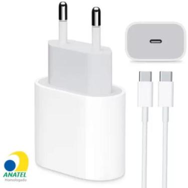 Imagem de Carregador 20W Turbo Fonte USB-C + Cabo 1M Compatível Iphone 15 15 pro