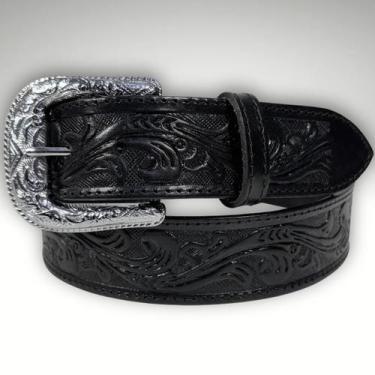 Imagem de Cinto Masculino Couro Bordado Reto Dawson Caramelo, Preto, 85