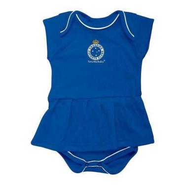Imagem de Body Bebe Menina Vestido Recem Nascido Cruzeiro Oficial - Azul - P (0-