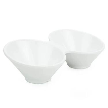 Imagem de Petisqueira Premium 20x9cm Melamina para Servir Petiscos Retangular Uso Doméstico e Profissional Branco Rio Chens