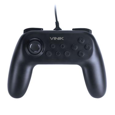 Imagem de Controle com Fio para Nintendo Switch Vinik Ns com Vibração Luzes Indicadoras e Conexão Usb 2.0 Preto