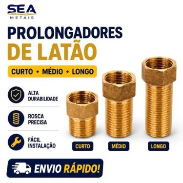 Imagem de Aumento Prolongador de 1.2 de Latão de Torneira Curto Médio e Longo - 