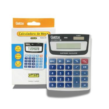 Imagem de Calculadora de Mesa Cinza Big Display 08 Dígitos Solar + Bateria - Gat