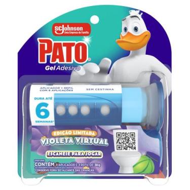Imagem de Desodorizador Sanitário Pato Gel Adesivo Violeta Virtual Aplicador e R