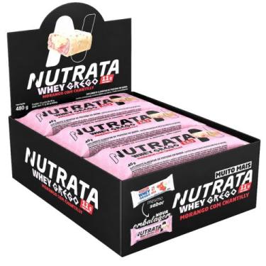 Imagem de Nutrata Barra De Proteína Whey Grego Bar Morango Com Chantilly 12x40g
