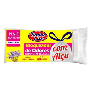 Imagem de Saco De Lixo Pia E Banheiro Lavanda Com Alça Embalixo 40un  Kit 3un