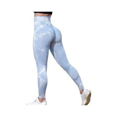 Imagem de Calças De Yoga Femininas De Cintura Alta Sem Costura Com Estampa Tie-d
