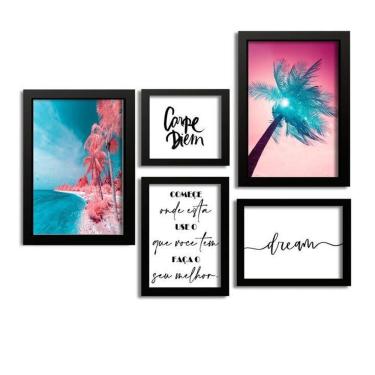 Imagem de Kit 5 Quadros Decorativos Com Moldura Carpe Diem