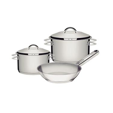 Imagem de Jogo de Panelas Tramontina Aço Inox Fundo Triplo Solar 3 Peças