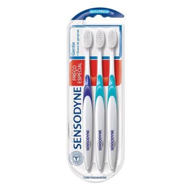 Imagem de Escova Dental Sensodyne Gentle Extra Macia Cores Sortidas 3 Unidades Preço Especial
