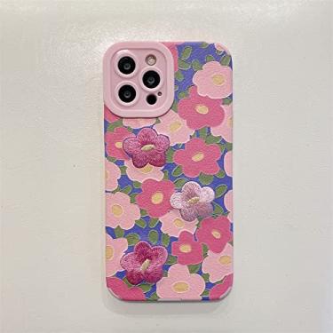 Imagem de Capa de flor de tulipa rosa bordada de luxo para iphone 13 12 11 pro xs max xr x 8 7 plus capa traseira macia, b, para iphone7 plus i8plus