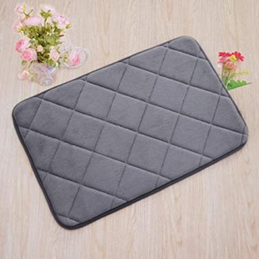 Imagem de Tapete de banheiro de espuma viscoelástica absorvente macio antiderrapante veludo coral tapete de banheiro fácil de secar na máquina tapete de banheiro, cinza escuro 40 x 60 cm