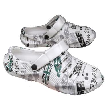 Imagem de SHABADUER Tamancos casuais confortáveis de verão unissex, sapatos aquáticos, chinelos por , sapatos de praia, Bege preto, 0 Women/13 Men