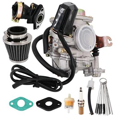 Imagem de Tektall Carburador 139 QMB para motor GY6 50 CC 49 CC 4 tempos, furo do carburador de 18 mm + coletor de admissão kit de vedação de filtro de ar